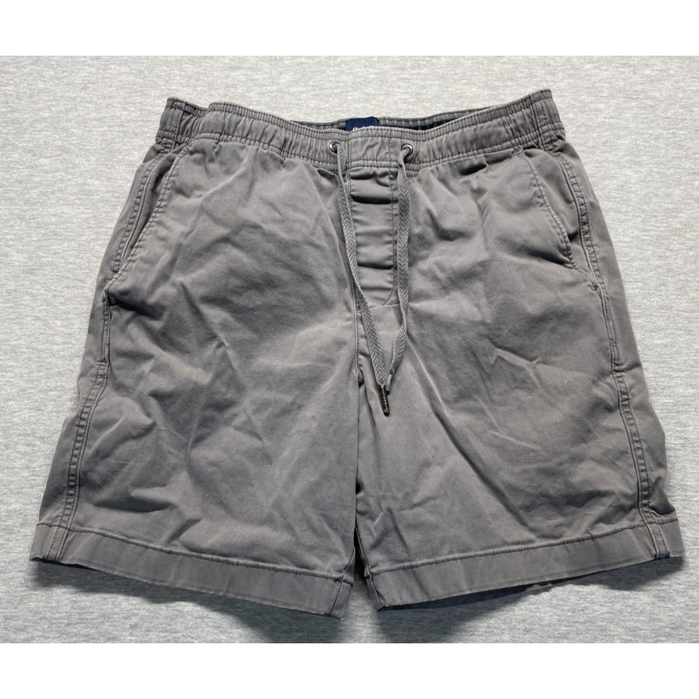 Gap Chino Shorts Mens Small Gray Cotton Slash Pockets Elastic Drawstring Waist